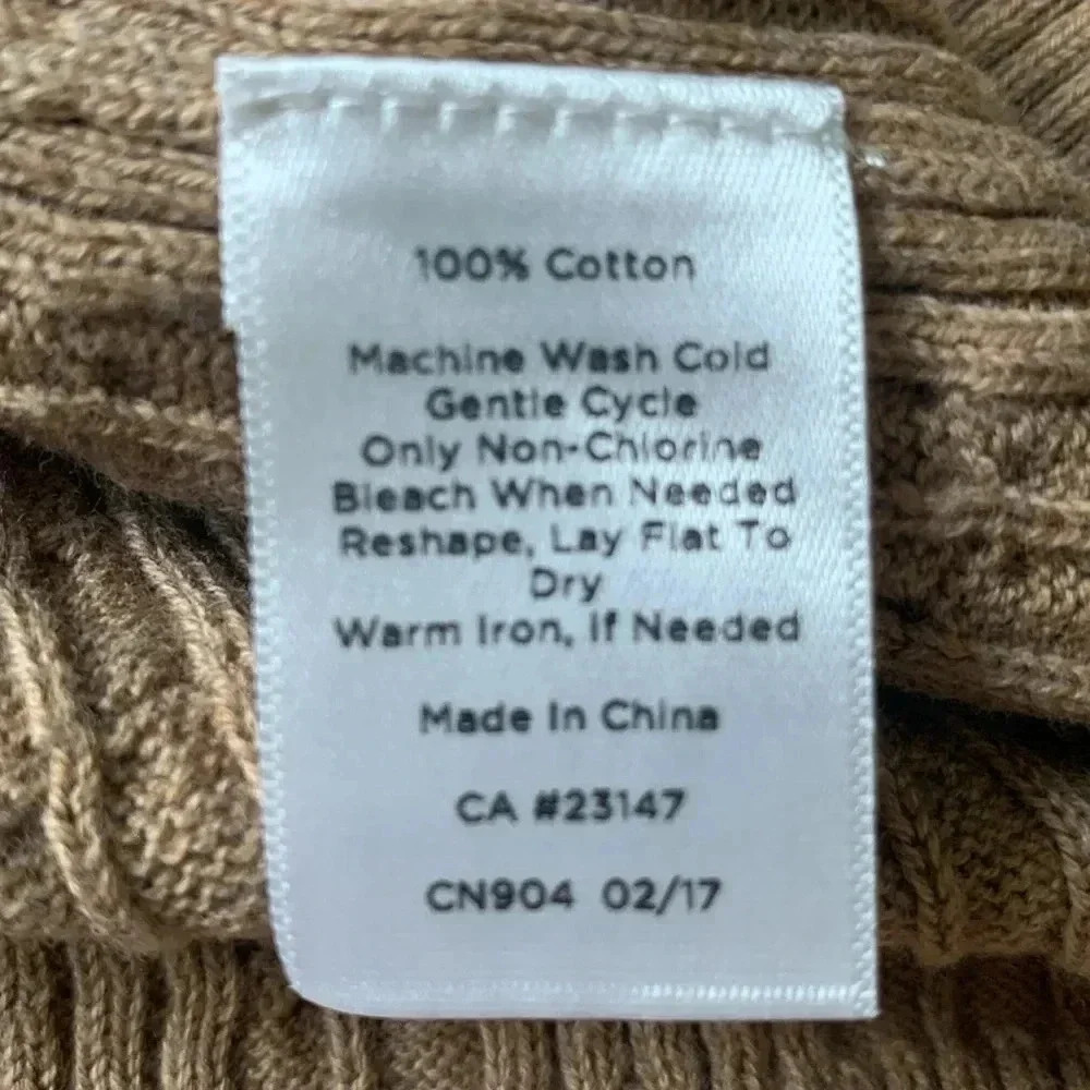 Talbots Camel Cotton V-Neck Sweater - Picture 4 of 5